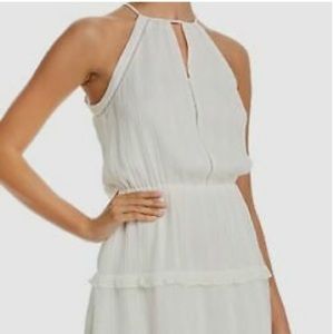 Parker Women's White Sleeveless Keyhole Pullover Ruffled Mini Dress